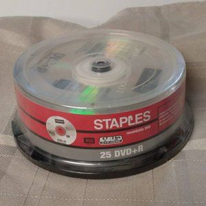 DVD+R blank disc by Staples, 25pk, new/sealed